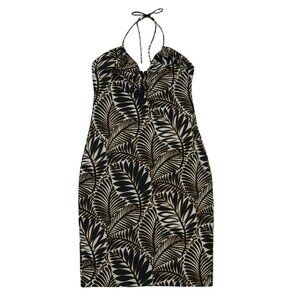 Christian Lacroix Women's Tropical Leaf Print Halterneck Midi Dress, Size S.